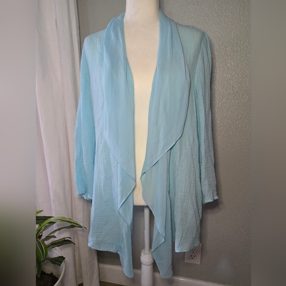 Chico's Soft Blue Gauze Cardigan